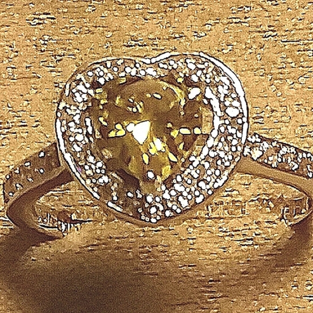 Platinum over Sterling Silver Yellow & White CZ - Picture 4 of 7